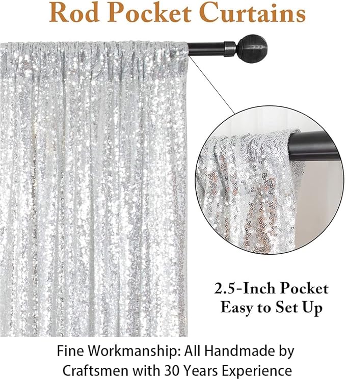 ShinyBeauty Photobooth Background Choice-4FTx7FT-Silver-Sequin backdrops, Sequin Fabric,Wedding backdrops,Rust Backdrop,Sequin Curtains,Photography Backdrop (Buy it Now) (4FTx7FT, Silver)