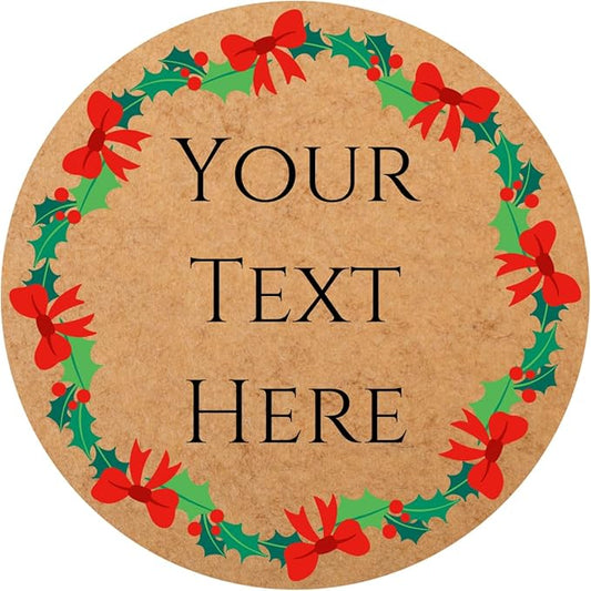 100-1000pcs Custom Stickers Merry Christmas Stickers Personalized Labels Adhesive Xmas Decorative Envelope Seals Stickers for Cards Gift Boxes (Round Kraft -1)