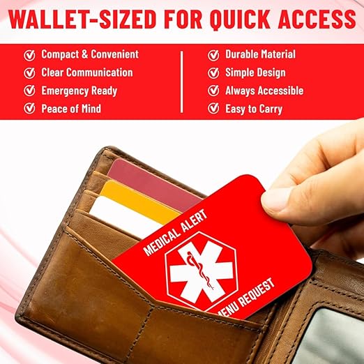 Bariatric Card for Restaurants, Special Menu Request Card, Portion Control Restaurant Request for Bariatric or Gastric Sleeve Patients, Wallet Sized, Set of 2 (5, Red, 3.375in x 2.125in)