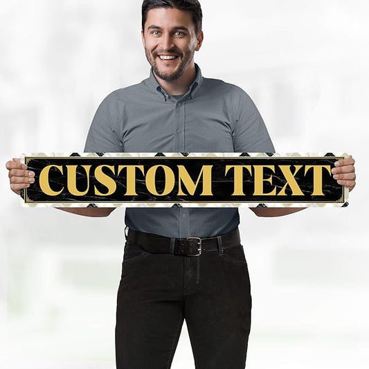 Custom Sign, Custom Street Sign, 11 Font Colors, 13 Font Styles, 4 Hole Options, 22 Sizes, 6x36 Inches, Rust Free DiBound, Fade Resistant, Made in USA by My Sign Center (Marble Tile)