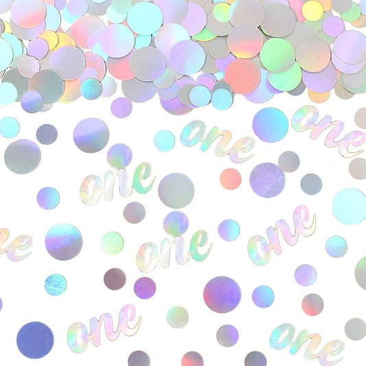 One Birthday Confetti Iridescent Baby First Birthday Decorations Circle Table Scatter Baby Shower The First Year Anniversary Party Table Decor Supplies 300PC