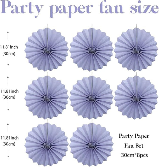 Purple Birthday Decorations,DIY Purple Paper Fans Hanging Decoration ,Party Decorations for Adults 12in,Little Mermaid Party Decor,Baby Shower Decorations 30 Color DIY Set (Light Purple)