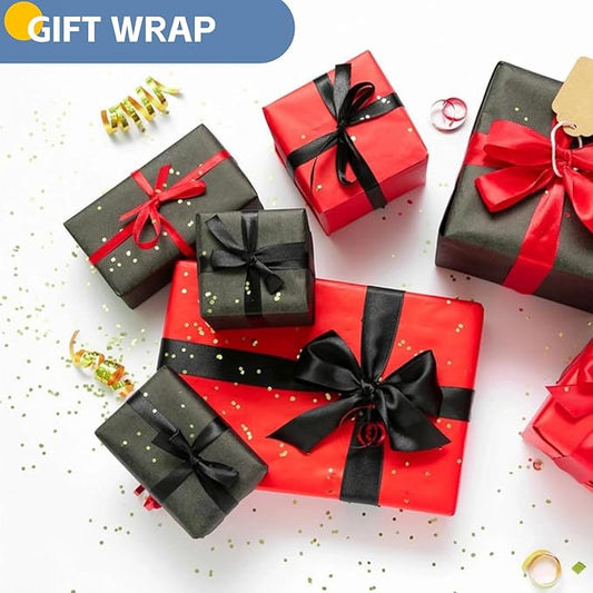 Black Wrapping Paper, 15"×900" (75FT) Art Paper Craft Kraft Paper Roll for Poster Bulletin Board, Construction Paper Roll for Father’s Day Men Birthday Valentines Halloween Bouquet Flower Packing