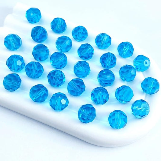 400 PCS 4mm Crystal Glass Beads Round Multiple Faceted Loose Spacer Glass Beads for DIY Handcrafte Bracelet Necklace Earring Jewelry Making(Aquamarine)