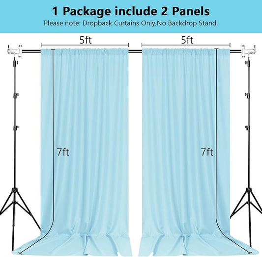 MEETSKY Baby Blue Backdrop Curtain for Baby Shower Parties Light Blue Photo Curtains Backdrop Drapes Fabric Decoration for Boys Teens Men Birthday Party Photography 5ft x 7ft,2 Panels
