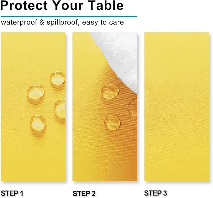 Hiasan 2 Pieces Yellow Square Tablecloth - Spillproof and Waterproof Washable Table Cloth for Dining Room Kitchen Camping, 54 x 54 Inch