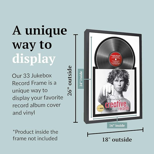 Creative Picture Frames 16" x 24" Jukebox Vinyl Frame Display with Double White-Black Matting, LP Record Album Frame for Wall Decor, White/Black, Pack of 4