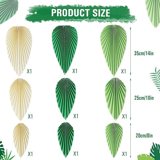Easy Joy Paper Leaves Decorations for Wall Paper Fans Classroom Decoration Leaves Backdrop Decor Wall Decor,Set of 9