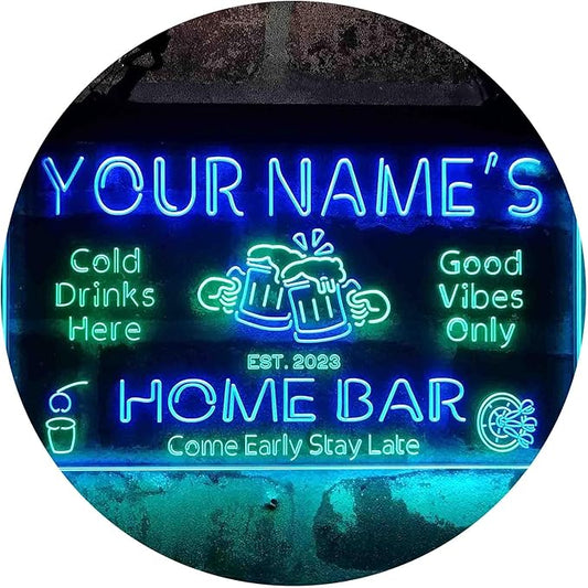 ADVPRO Personalized Your Name Custom Home Bar Beer Established Year Dual Color LED Neon Sign Green & Blue 24 x 16 Inches st6s64-p1-tm-gb