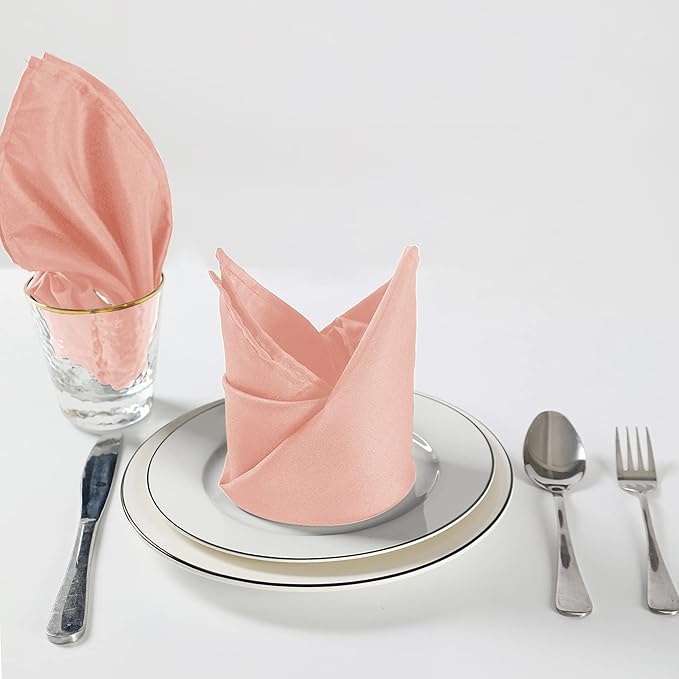 Cloth Napkins 17x17 inch Washable Polyester Dinner Napkins Soft Table Napkins for Wedding Party Dining Banquet(Dusty Pink,25PCS)