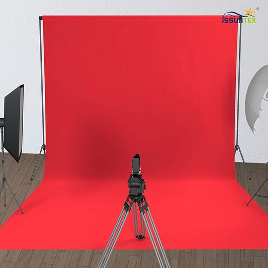 ISSUNTEX 10X12 ft Background Muslin Backdrop, Photo Studio, Collapsible High Density Screen for Video Photography and Television-Red
