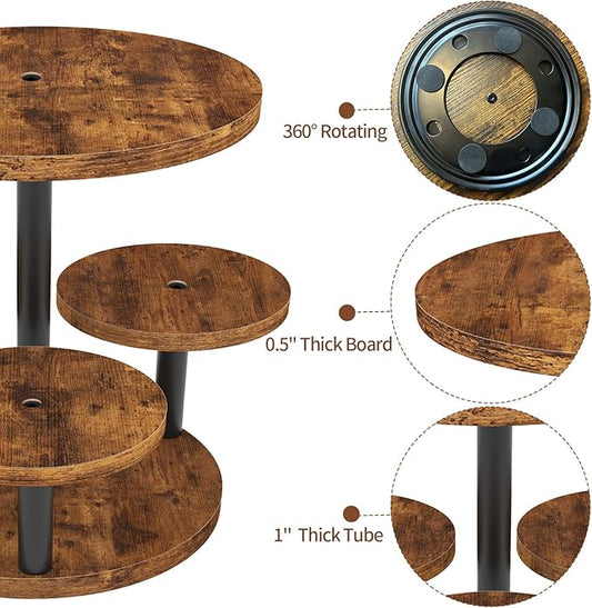 Cupcake Stand, Rotatable Cupcake Stand for 50 Cupcakes, Wood Cake Stand Cupcake Tower, Rustic Dessert Table Display Set Tiered Tray Stand, Round Serving Tray Cake Stands for Party Wedding Birthday