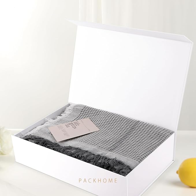 PACKHOME 6 Extra Large Gift Boxes 17.5x11.3x4.3 Inches, Sturdy Shirt Boxes with Magnetic Lids for Clothes and Large Gifts (Glossy White)