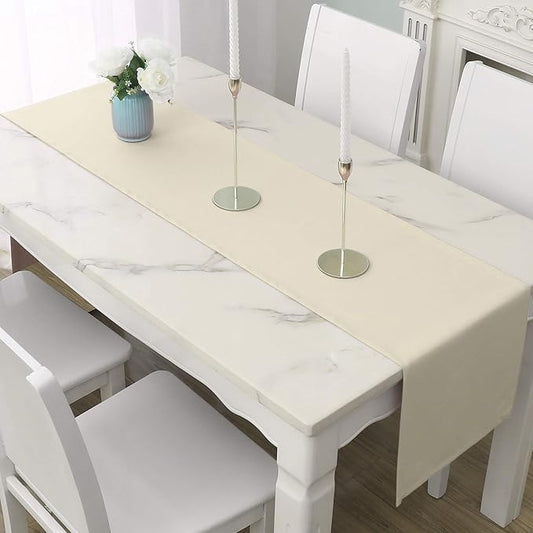DUALIFE 2 Pack Table Runner 14 x 72 Inch Long Table Cloth Table Runners for Wedding Engagement Banquet Graduations Birthday Party Decorations Cream Beige
