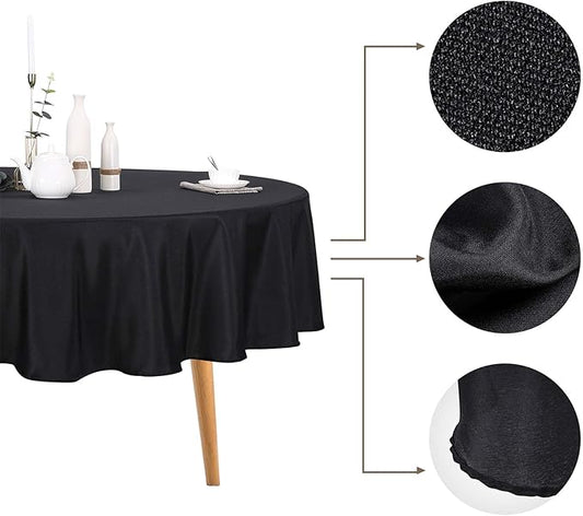 Ascoza 6pack 120 Inch Black Round Tablecloth in Polyester Fabric for Wedding/Banquet/Restaurant/Parties