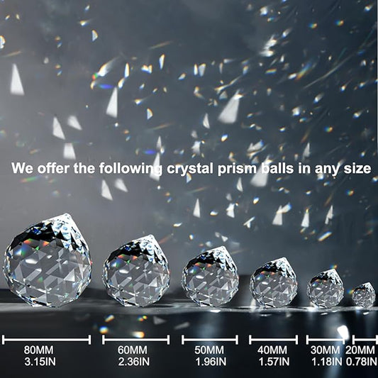 MerryNine 2 Pack Crystal Ball Prism Sun Shine Catcher Rainbow Pendants Maker, Hanging Crystals Prisms for Windows, for Feng Shui, for Gift (Clear) (50mm/2.0")