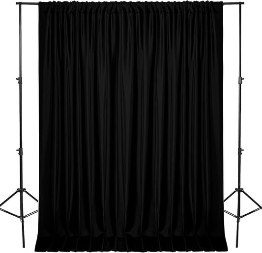 DWCN 10x10 FT Black Backdrop Curtains for Parties, Photography Backdrop Drapes with Rod Pockets for Wedding Decorations Stage Birthday Family Gatherings, 2 Panels 5ft x 10ft