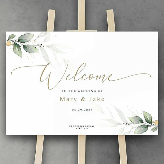 Boho Wedding Welcome Sign, Greenery Welcome to Our Wedding Sign, Eucalyptus Wedding Sign