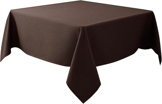 Biscaynebay Textured Fabric Square Tablecloth 60x60 Inch, Brown Water Resistant Table Cloth Small Card Folding Table Covers Linen for Dining, Kitchen, Wedding and Parties etc. Machine Washable