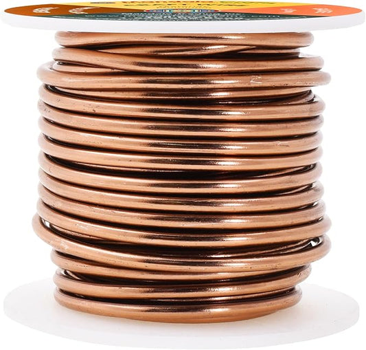 Mandala Crafts 8 Gauge Anodized Aluminum Craft Wire for Jewelry Making - 32 FT Colored Flexible Light Brown Wire - Bendable for Bonsai Armature Crafting Sculpting