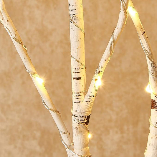 Hairui Lighted Artificial Twig Birch Branch with Fairy Lights 30IN 100 LED Battery Operated, White Willow Branch with Lights for Christmas Holiday Wedding Party Decoration