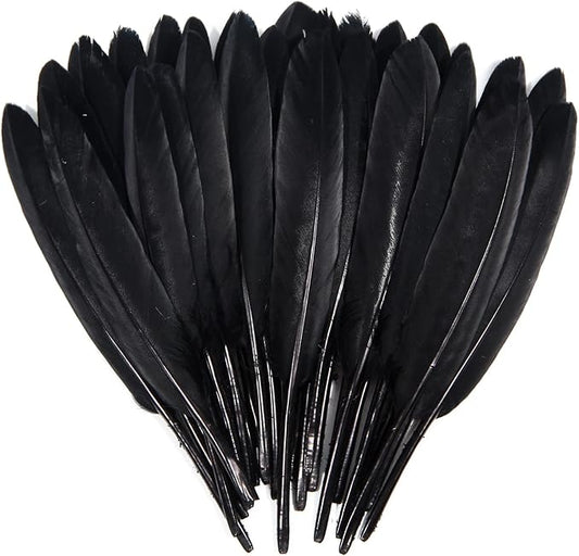 FeelfunFeather 120pcs Black Goose Cochettes Feather Natural Bulk 4-6 inch 10-15cm for Wedding Party Christmas Halloween Decorations DIY Crafts