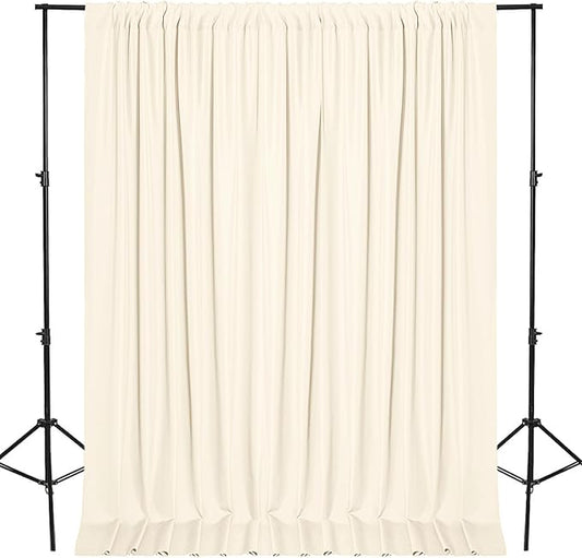 DWCN 10x10 FT Backdrop Curtains for Parties, Photography Backdrop Drapes with Rod Pockets for Wedding Decorations Stage Birthday Family Gatherings, 2 Panels 5ft x 10ft, Champagne