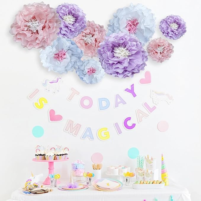 Dreamy Paper Flower Pom Poms Wall Decorations for Weddings, Birthdays, Bridal, Baby Showers, Outdoor Decor, Tea Parties, Engagement