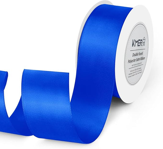 Double Faced Royal Blue Satin Ribbon, 1-1/2" x 25 Yards Ribbons, Perfect for Crafts, Wedding Decor, Bow Making, Sewing, Gift Package Wrapping and More