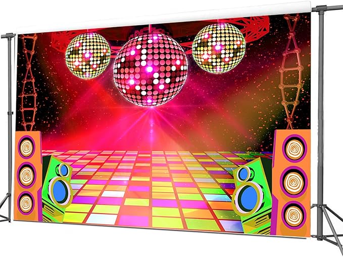 20X10ft Dance Party Backdrop Retro 70s 80s 90s Theme Glitter Stage Dance Ball Background Disco Party Decoration DJ Backdrop Banner for Birthday Party Prom Portrait Photo Shoot Polyester, Blue010