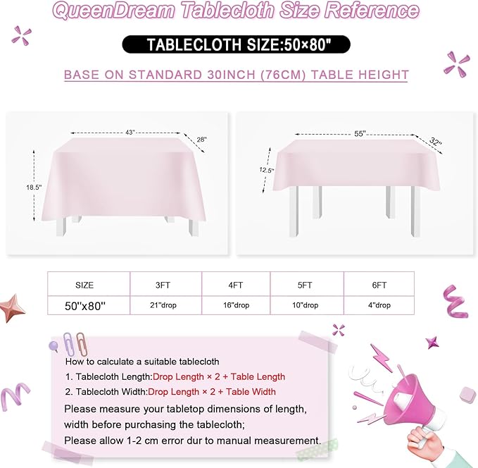 QueenDream Sparkly Sequin Tablecloth - White Iridescent Table Cloth 50x80 Inches Rectangle Table Overlay Fabric for Birthday Parties Baby Shower Decoration
