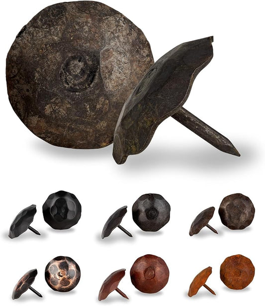 50 Pack 1.25" Round Head Iron Clavos Decorative Nails – Unfinished – Handmade Rustic Round Fasteners for Farmhouse Shutters, Faux Wood Beams, Barn Doors, Shutters, Gates – Ornamental Wood Accent