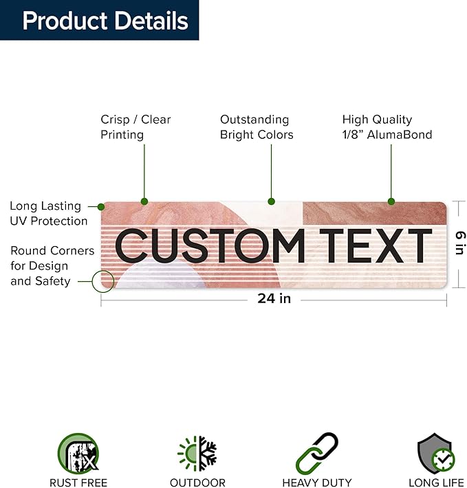 Custom Sign, Custom Street Sign, 11 Font Colors, 13 Font Styles, 4 Hole Options, 22 Sizes, 6x24 Inches, Rust Free DiBound, Fade Resistant, Made in USA by My Sign Center (Mid-Century Modern 1)