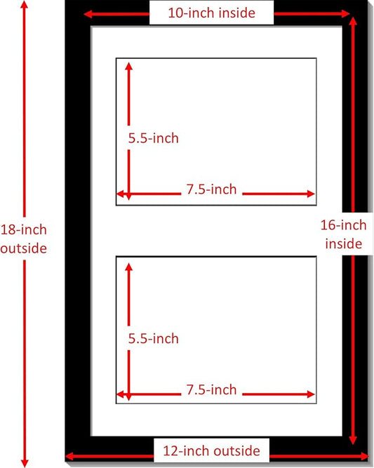 Creative Picture Frames 10X16Bk-W Black Vertical Double Diploma Frame With 2 Opening White Matting | Holds 2-6X8-Inch Documents With Installed Wall Hanger