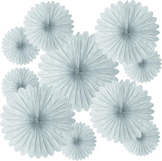 20 Pcs Gray Hanging Paper Fan, Round Paper Fans Decorations Set for Weddings, Birthdays, Engagement, BridaShower, Baby Shower Event, Graduation, Ceiling Party Supplies Decor