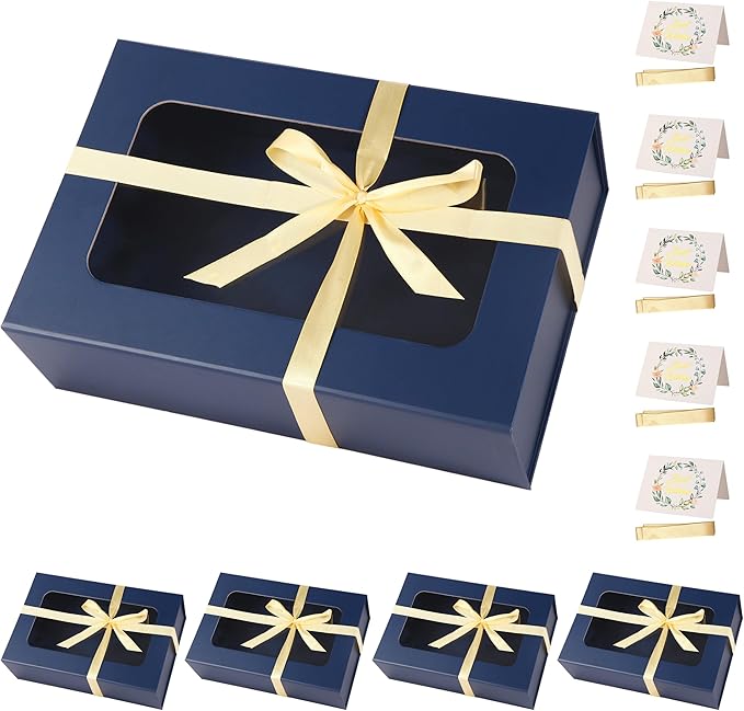 Blue Large Gift Boxes with Window, 13.5"x9"x4.3" Bridesmaid Boxe for Gift Giving,Birthday Gift Box with Magnetic,Closure Lid Gift Boxes for Presents,Cute Boxe,Luxury for Gift Packaging,Gift Box for Wrapping Gifts