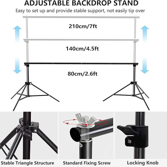 Photo Backdrop Stand for Photography 7ft x 10ft Background Stands for Photoshoot Support Kit with Carry Bag for Photo Studio Parties Events Decoration
