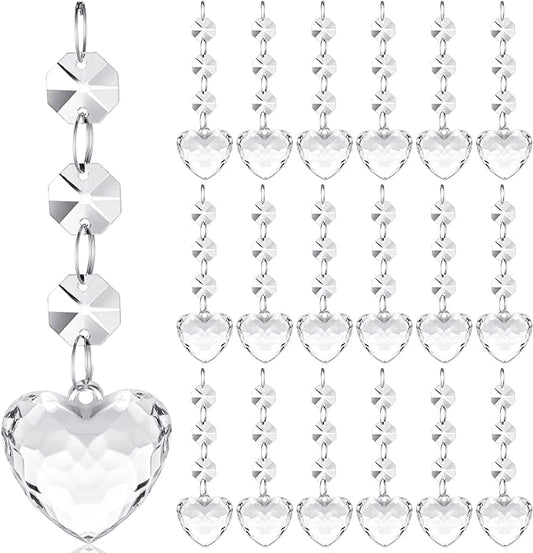Nuenen 100 Pcs Hanging Crystals for Centerpieces Acrylic Chandelier Garland Beads Strands Prism Decorations Clear Teardrop Chandelier Crystals Pendant Wedding Home Garden Outdoor Ornaments(Heart)