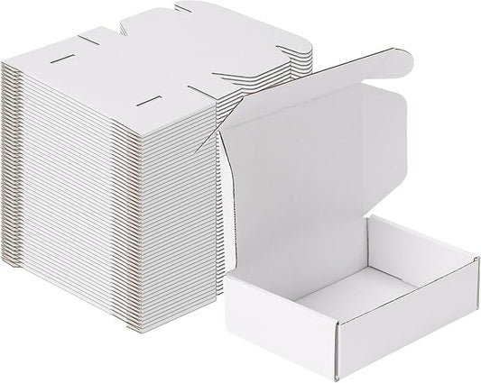 MEBRUDY 7x5x2 Inches Shipping Boxes Pack of 50, Small Corrugated Cardboard Box for Mailing Mailer Packing, White