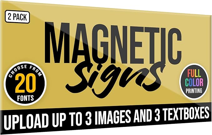 2-Pack,12"x24" Custom Magnet Signs in Full Color for Business and Advertising, 30 mil Customized Vinyl Car Magnets, Personalized Magnetic Sheets for Company Storefront & Vehicles (Sharp Corners)