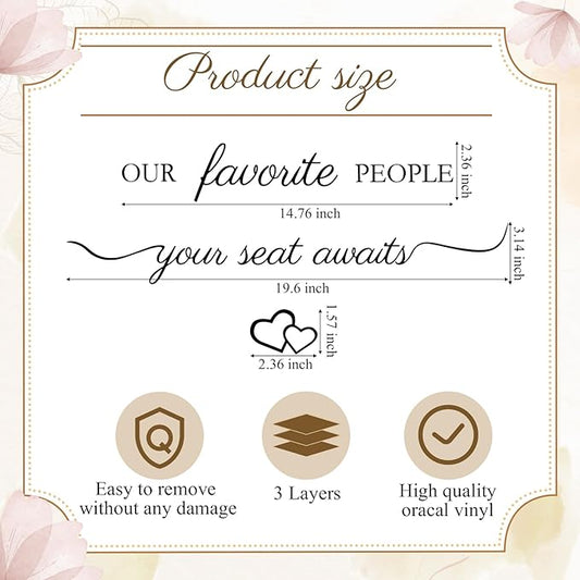 3 Pcs Wedding Seating Chart Decal Stickers DIY Our Favorite People Your Seat Awaits Vinyl Decal Wedding Sign Decor Seating Chart Board Mirror Stickers(Black)