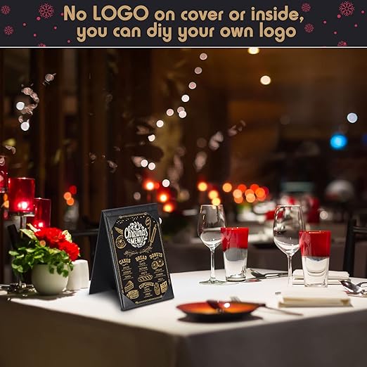 Gerrii Leatherette Table Tents Black PU Leather Menu Covers Bulk Double Sided Frame Sign Holders 2 Side Drink Dessert Menu Folders for Restaurant Coffee Cafe Bar Wedding Supplies(30 Pack,4 x 6 Inch)