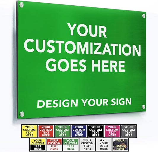 Custom Metal & Aluminum Outdoor Business Signs - White (Green, 18x12 In)