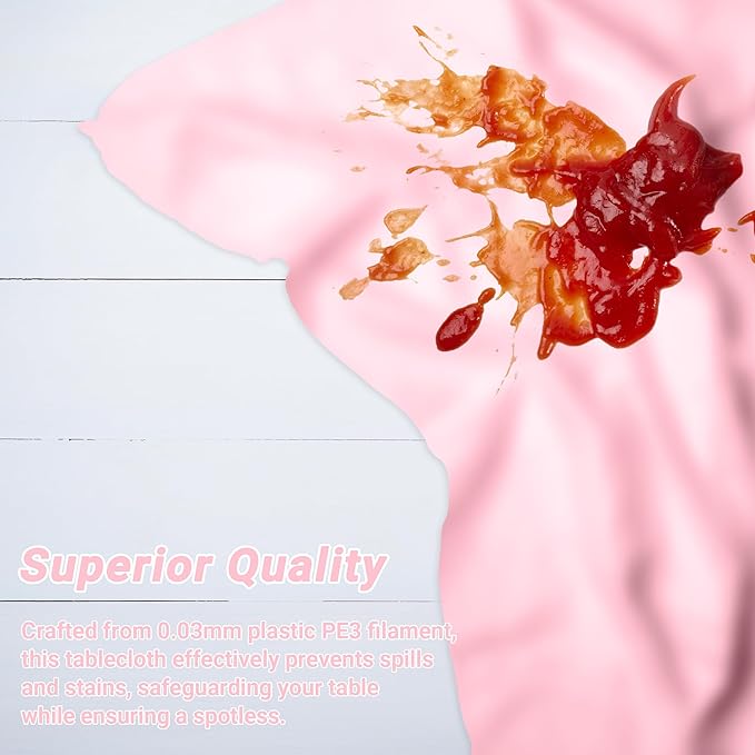 4 PCS Plastic Table Cloth Disposable, 54 x 108 Inches Pink Tablecloth, Plastic Table Cover Rectangle Tablecloth for Baby Shower Decorations and Wedding Party, Tablecloths of Leakproof Home Essentials