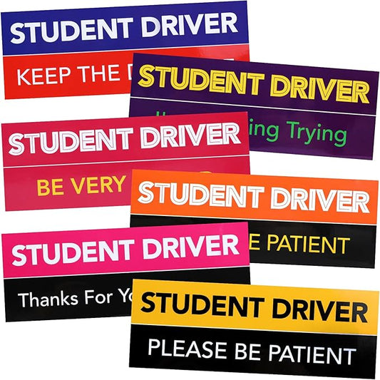 DIYMAG 6Pcs Student Driver Magnet for Car, 9" x 3.2" New Students Drivers Sign Magnetic Novice Magnetics Vehicle Safety Signs Reusable Movable
