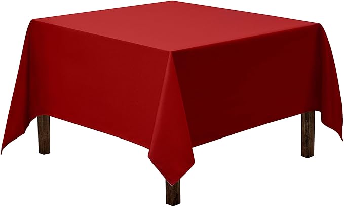 Gee Di Moda Square Tablecloth - 70 x 70 Inch Red Table Cloth for Medium Square or Round Tables - Heavy Duty Washable Fabric - for Buffet Table, Holiday Party, Dinner, Wedding & Baby Shower