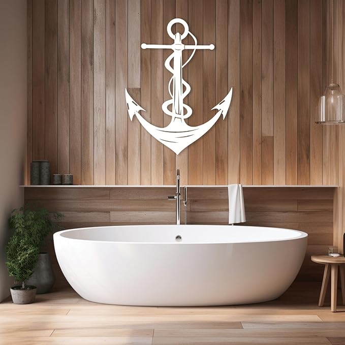 XXQ Anchor Metal Wall Decor - Antique Anchor Wall Art for Bedroom & Living Room - Farmhouse Decor (Black, 20" x 30")