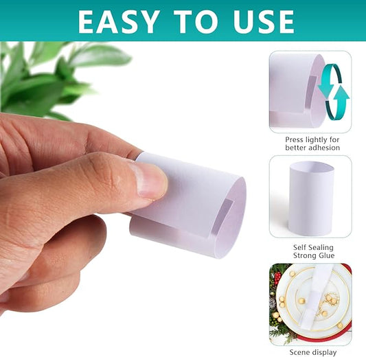 Paper Napkin Bands,Napkin Rings Self Adhesive,Silverware Wraps Bands(White,2000 pcs)