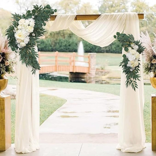 Ivory Wedding Arch Draping Fabric 29" x 20 FT White Drapes for Backdrop Sheer Curtains Wedding Drapes for Romantic Bridal Baby Shower Decorations Ceremony Birthday Party Fall Outdoor Events