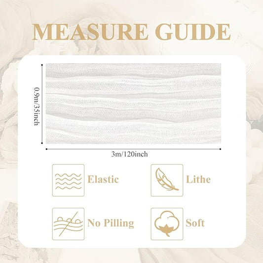 Asee'm 2pcs Cheesecloth Table Runner 120 Inches Long Ivory Boho Gauze Cheese Cloth Runner 10FT Rustic Sheer Table Runners for Christmas Wedding Party Baby Shower Spring Easter Decoration